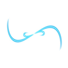 Blue decorative curved line ornament with transparent background
