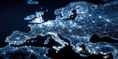 Continent at Night Lights