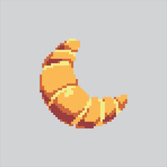 Pixel art illustration Delicious Croissant. Pixelated Croissant Cake. Delicious Croissant Bakery Cake Icon pixelated for the pixel art game and icon for website and video game. old school retro.