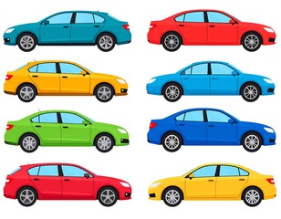 Fototapeta premium Colorful car profiles on white