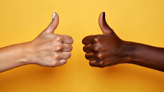 Thumbs Up: A striking visual representation of agreement, approval, or a positive sentiment, with a close-up shot that captures two hands displaying the thumbs up gesture.