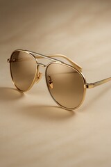 Luxurious champagne gold aviator sunglasses with premium metallic finish for high-end fashion and lifestyle accessory marketing