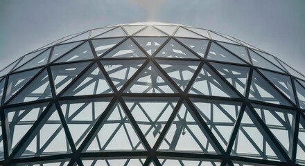 Fototapeta premium Modern Geodesic Dome Architecture with Geometric Frame and Transparent Windows Structure Detail