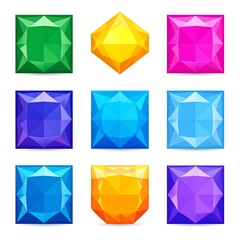 Colorful gem set on white background