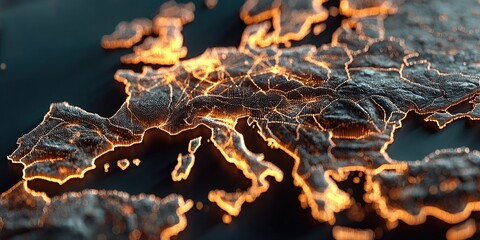 Abstract Glowing Continent