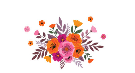 Vibrant Floral Arrangement, Colorful Flowers, Digital Illustration, Nature Inspired, Artistic Design, Bright Background, Creative Concept