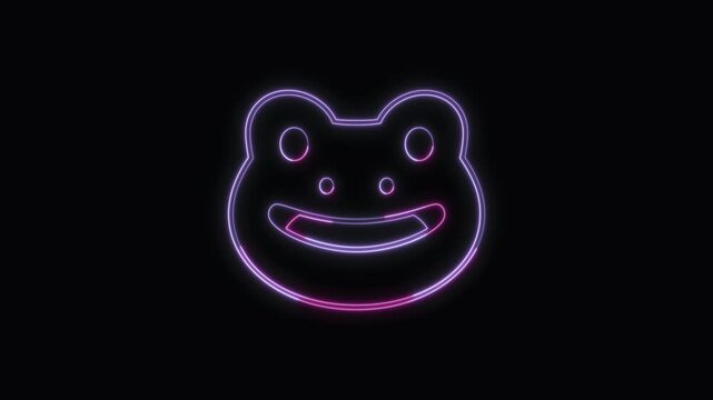  Frog Icon Neon Seamless Loop 4K with Black Background Animated Promotional Typography for Video Editing