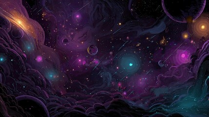 Pixelated Space Galaxy Nebula