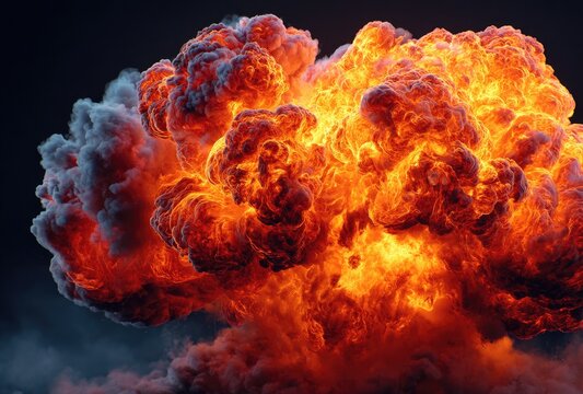 Fiery Explosion on Dark Background