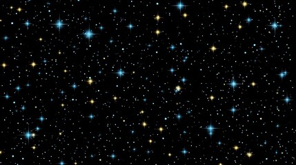 Celestial Night Sky With Blue And Gold Stars