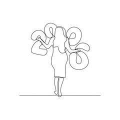 One continuous line drawing of Happy New Year celebration vector illustration Happy New Year in simple linear style illustration concept. Suitable design for greeting card, poster and banner.