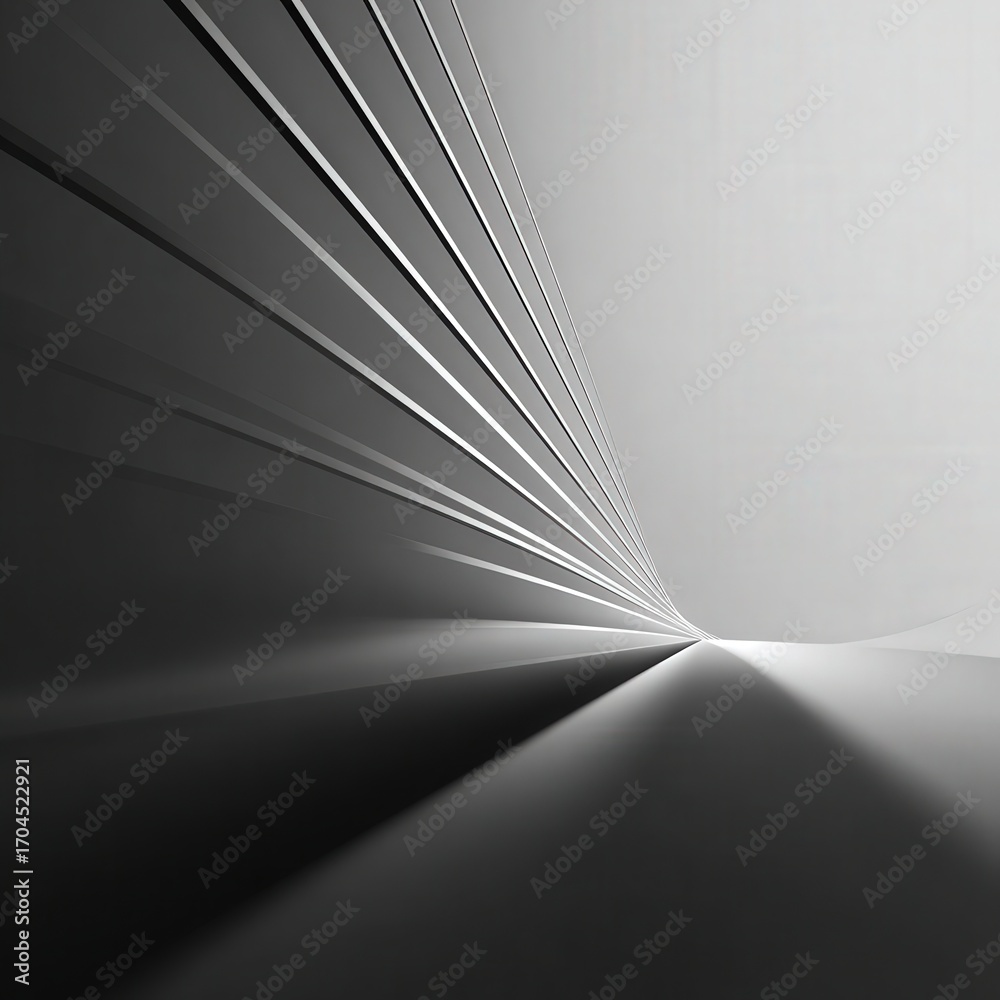 Wall mural converging parallel lines with shadow