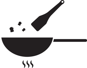 Cooking Stir Fry Black and White