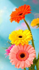 Colorful gerbera daisies in a bouquet