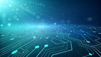 Futuristic Digital Circuit Background with Glowing Blue Lines