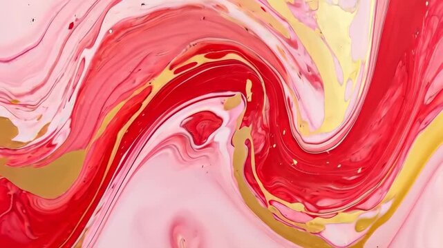 Abstract Watercolor Painting: A mesmerizing dance of vibrant crimson and delicate blush hues, intertwined with shimmering golden veins, creating a breathtaking abstract watercolor painting.