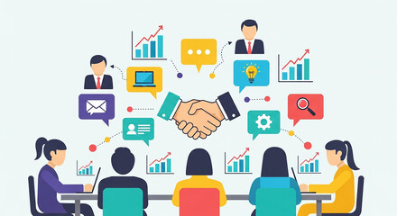 Business people shaking hands after successful meeting, deal or partnership