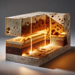 Layered Material Cross-Section with Internal Illumination