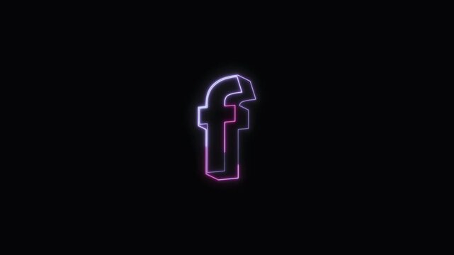  Alphabet f Neon Text Seamless Loop 4K with Black Background Animated Promotional Typography for Video Editing