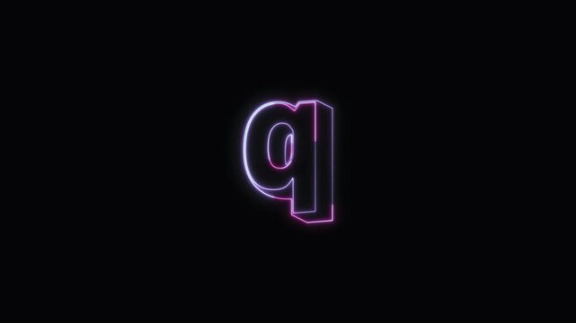  Alphabet q Neon Text Seamless Loop 4K with Black Background Animated Promotional Typography for Video Editing
