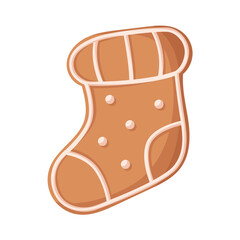 Vector gingerbread Stocking cookie for Christmas decoration