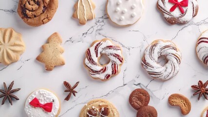 Colorful holiday cookies in a pattern. - Powered by Adobe
