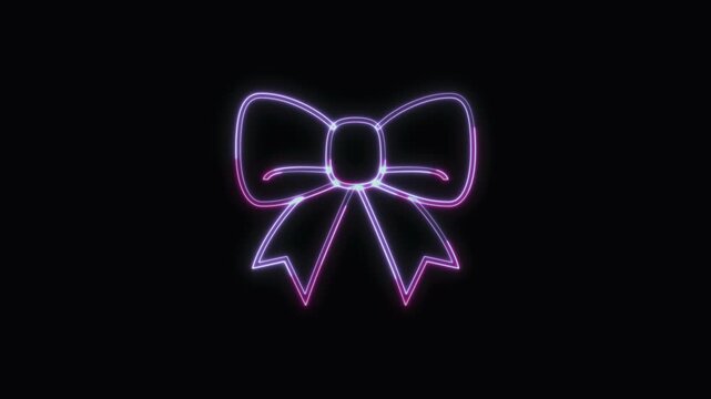  Ribbon Icon Neon Seamless Loop 4K with Black Background Animated Promotional Typography for Video Editing