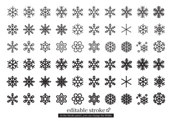 雪の結晶アイコンセット (編集可能なストローク)