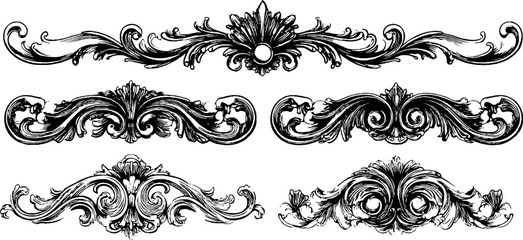 Elegant art deco geometric decorative engravings for design projects