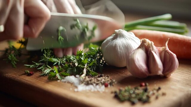 Fresh Ingredients on Cutting Board Ready to Cook