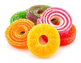 Colorful gummy rings piled high