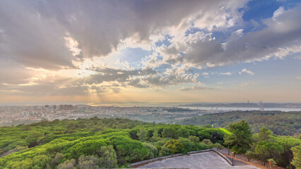 Panoramic Sunrise View Over Lisbon
