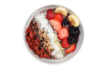 desayuno saludable, frutas sobre fondo transparente