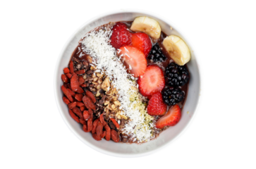 desayuno saludable, frutas sobre fondo transparente