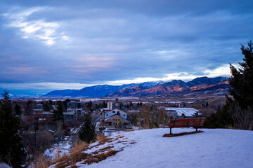 Bridger mountains during the winter in Bozeman Montana