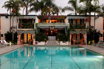 swimming pool at night