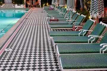 lounge chairs by the pool