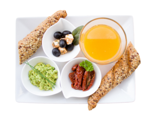 desayuno saludable, frutas sobre fondo transparente