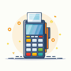 Illustration of a Payment Terminal with Receipt