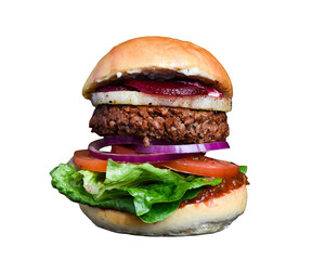 hamburguesa sobre fondo transparente 