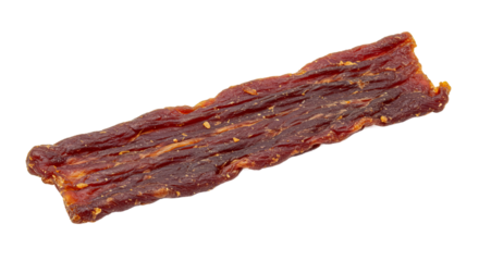Dark Brown Beef Jerky Strip on Blurred Background