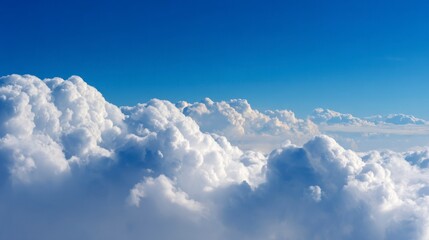 Fluffy cloudscape over azure sky