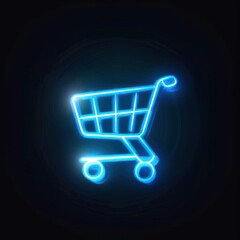 Neon shopping cart icon