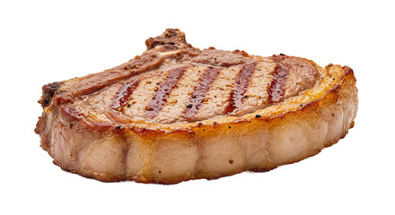 Grilled Pork Chop with Bone on Brown Background