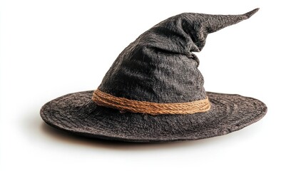 Black Witch Hat with Rope Accent