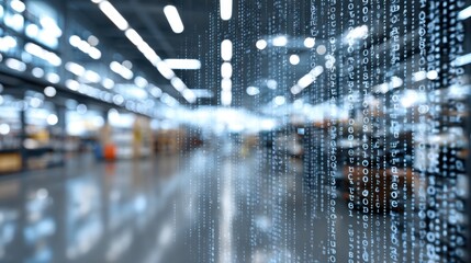 Medium shot of a digital ledger on a transparent screen with focused blockchain data blurred office background highlighting secure supply chain management.