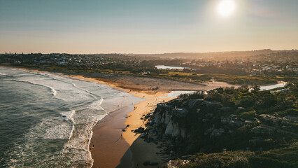 Amazing Curl Curl Drone Point of View, Northern Beaches, NSW, Sydney, Australia. Beach, Nature, Ocean.