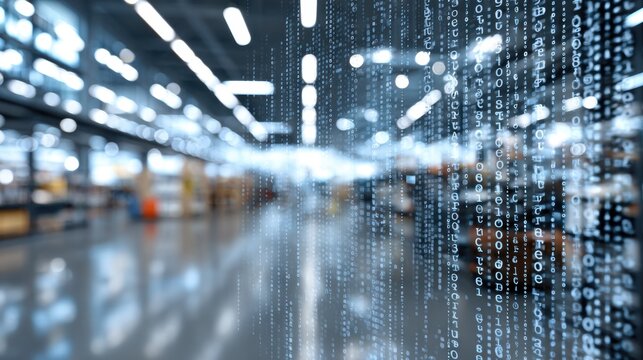 Medium shot of a digital ledger on a transparent screen with focused blockchain data blurred office background highlighting secure supply chain management.