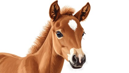 Fototapeta premium Cute foal portrait, digital art