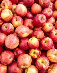 Red and yellow apples densely packed